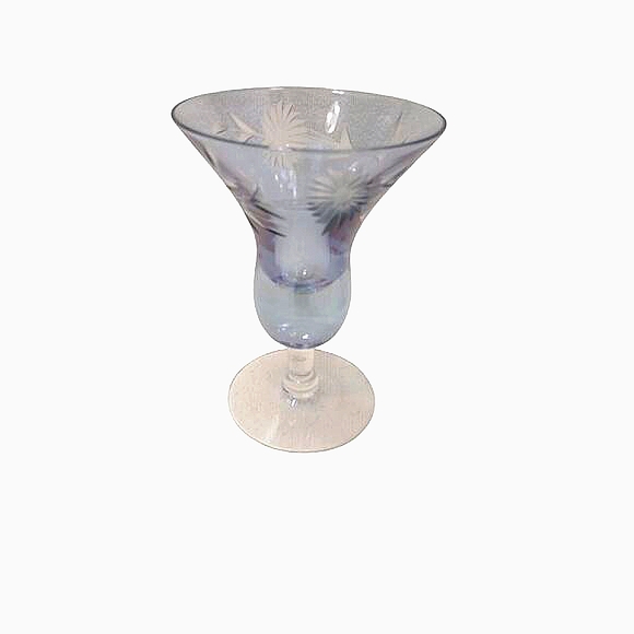 Murano Etched Cocktail Cordial Glasses 5" BLUE Barware Hand Blown Italy Antique - Picture 13 of 16